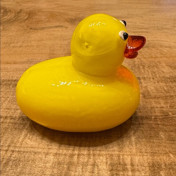 Hand Blown Glass Duck MCM Jeepers Baby Announcement Decorative Yellow Ducky - Picture 5 of 7